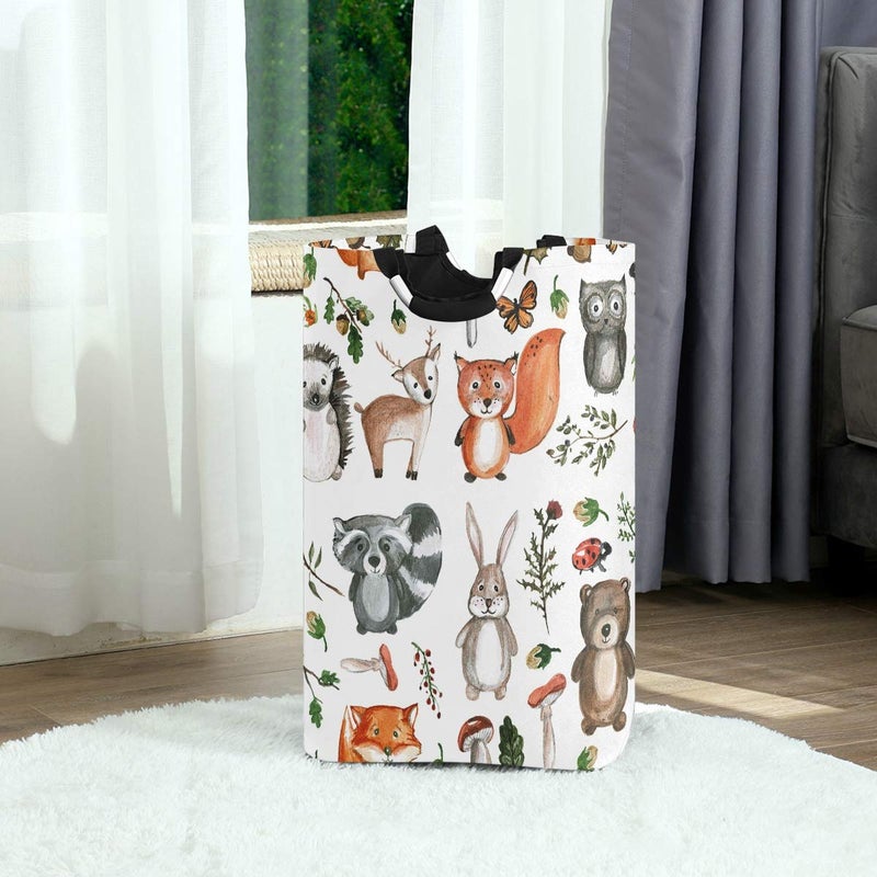 senya Large Laundry Basket Shopping Foldable Clothes Bag Collapsible Fabric Laundry Hamper Folding Washing Bin (Woodland Animal) - Image 2